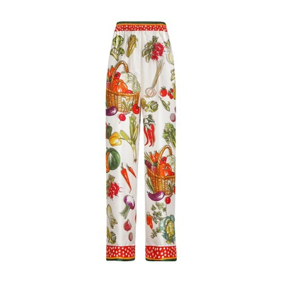 Dolce & Gabbana Vegetable-print Twill Pajama Pants In Multicolor