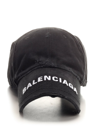 Balenciaga Log Embroidered Baseball Cap In Nero