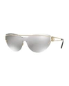 Versace Rock Icons Medusa 138mm Rimless Shield Sunglasses - Gold/ Grey Mirror