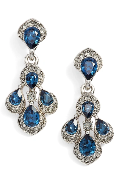 Oscar De La Renta Parlor Crystal Drop Earrings In Antique Silver