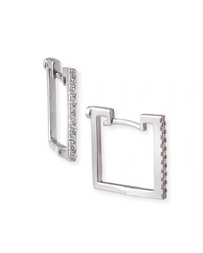 Roberto Coin 18k White Gold Diamond Square Hoop Earrings