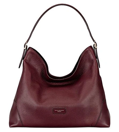 Aspinal Of London Hobo Pebbled-leather Bag In Burgundy
