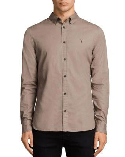Allsaints Redondo Slim Fit Button-down Shirt In Shale Brown
