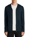 Allsaints Mode Merino Zip Hoodie In Oil Blue