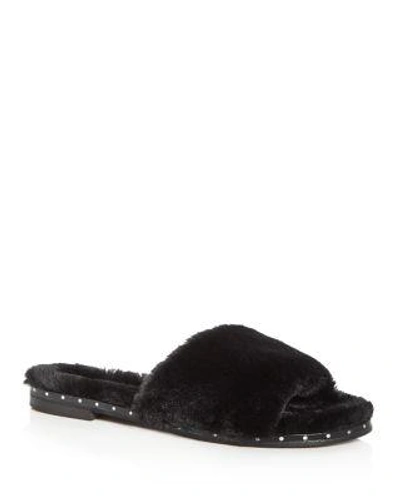 Kenneth Cole Women's Peggy Faux-fur Slide Sandals In Black