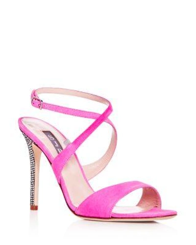 Sjp By Sarah Jessica Parker Elektra Suede Crystal-heel Sandal In Candy Pink