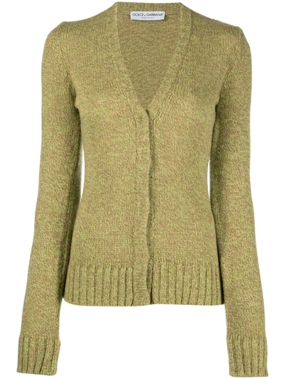 Pre-owned Dolce & Gabbana 2000s Chunky-knit Cardigan In Green