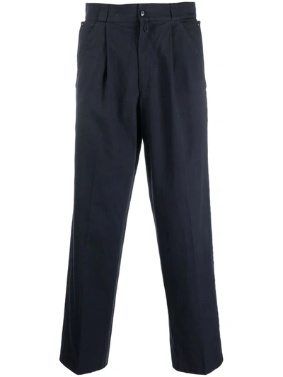 Pre-owned Versace 1980s Cropped Straight-leg Trousers In Blue