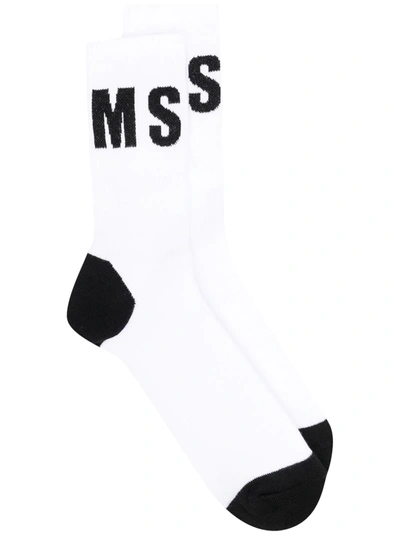 Msgm Logo-print Detail Socks In White