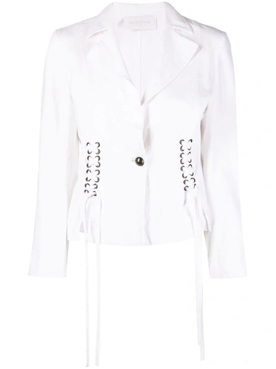 Pre-owned Valentino 2000s Lace-up Detailing Jacket In White