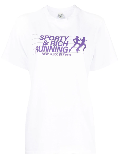 Sporty And Rich Ny Running Club Cotton T-shirt In White