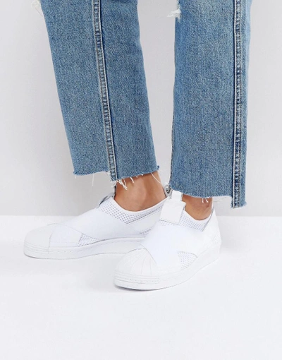 Adidas Originals White Slip On Superstar Sneakers - White