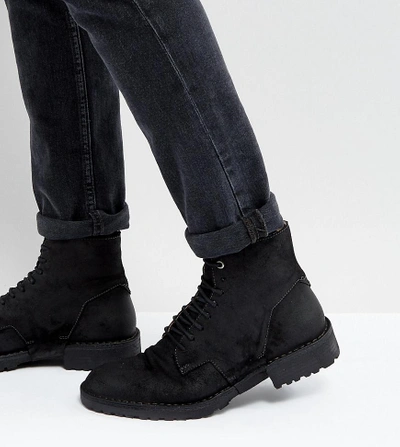 Diesel Pitt Leather Lace Up Boots - Black