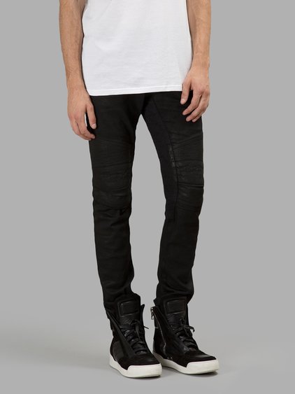 Balmain Black Waxed Jeans | ModeSens