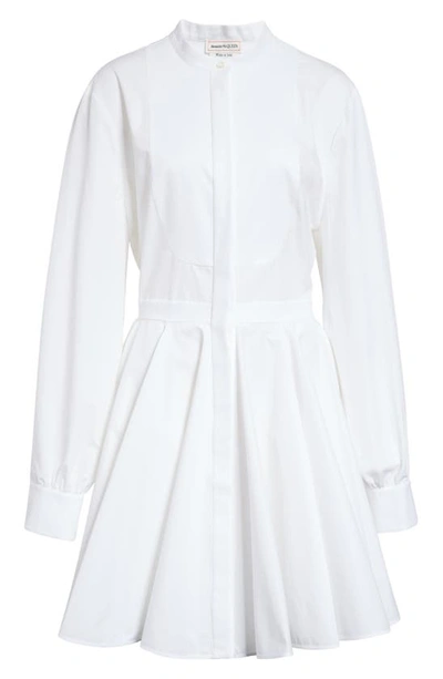Alexander Mcqueen Gathered Cotton-poplin Mini Shirt Dress In