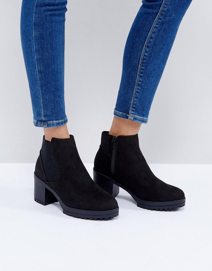 New Look Chunky Track Sole Heeled Ankle Boot - Black | ModeSens