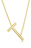 Simona Gold Plated Sterling Silver Sideways Initial Necklace In Gold - T