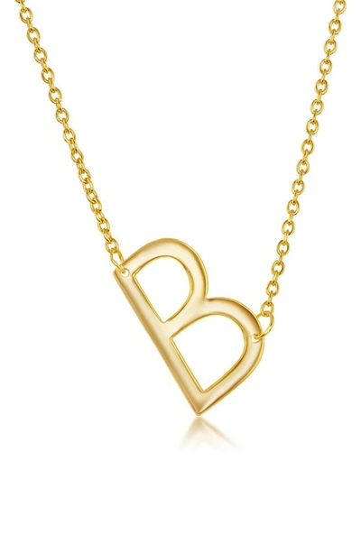 Simona Gold Plated Sterling Silver Sideways Initial Necklace In Gold - B