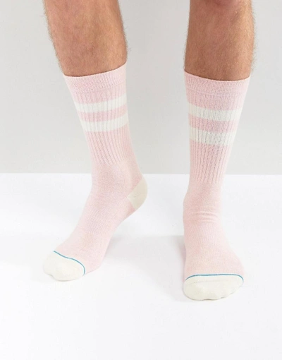 Stance Crew Socks In Pink - Pink