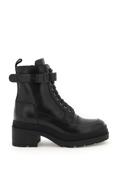 Ferragamo Vara Bow Black Leather Ankle Boots