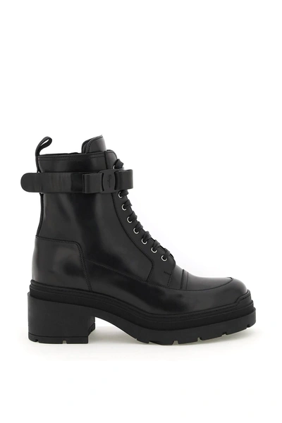 Salvatore Ferragamo Vara Bow Black Leather Ankle Boots