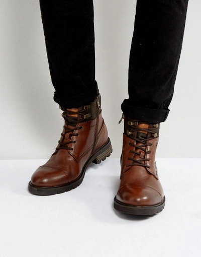 TOMMY HILFIGER CURTIS LEATHER BOOTS IN BROWN - BROWN FM0FM00711906