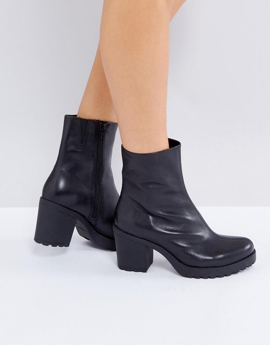 Vagabond Grace Black High Cut Leather Socks Boots - Black | ModeSens