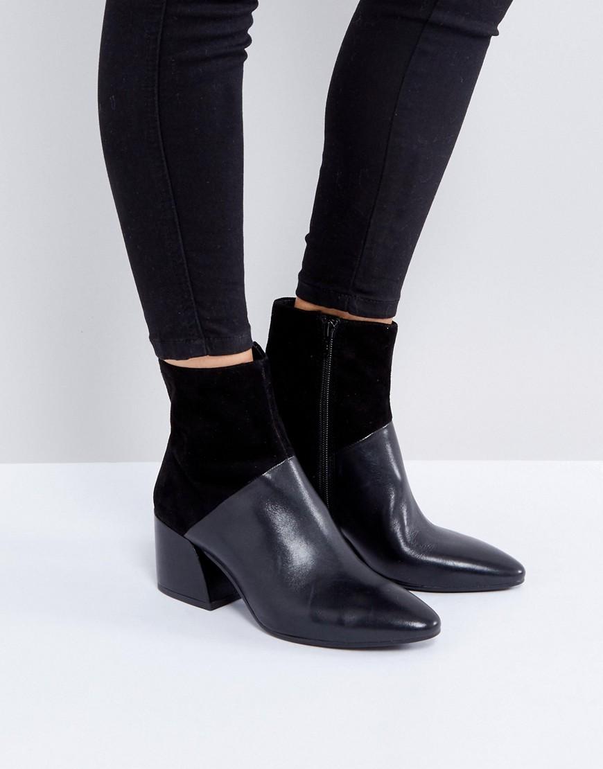 vagabond marja heeled ankle boots with stitching in black leather