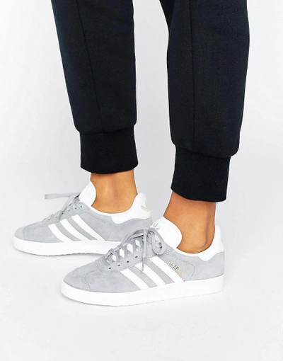 Adidas Originals Gray Gazelle Sneakers With Snake Effect Trim - Gray
