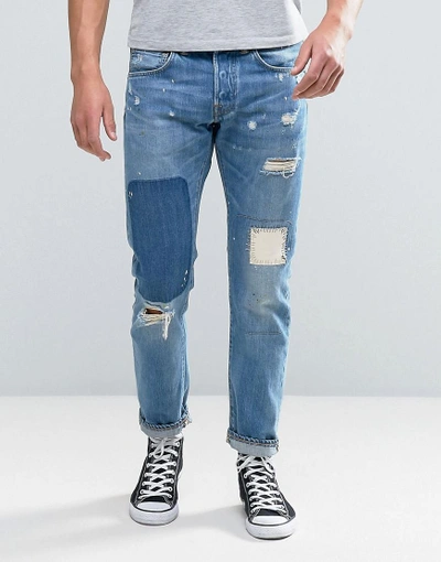 Edwin Ed-55 Regular Tapered Jeans Pulled Wash Rainbow