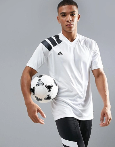 Adidas Originals Soccer Training T-shirt With 90s Print In White Cd1092 - White In White