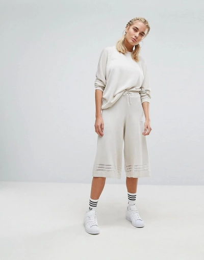 Adidas Originals Knit Culottes With Sheer Three Stripe - Cream | ModeSens