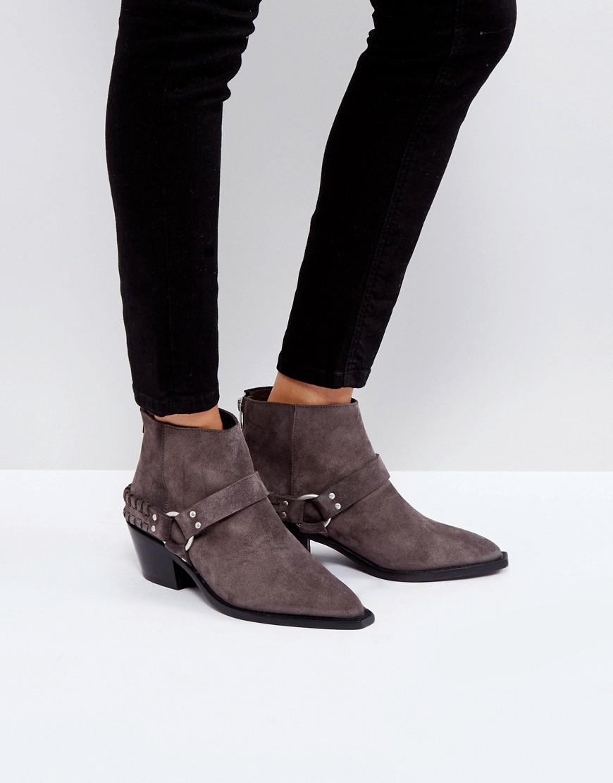 Allsaints Western Boots With Ankle Strap Detail - Brown | ModeSens