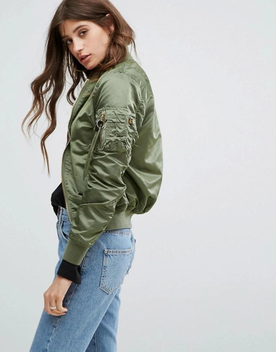 Alpha Industries Ma-1vf Reversible Bomber Jacket - Green In Green