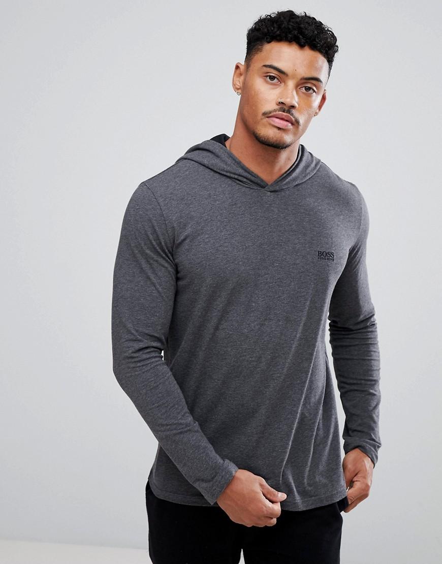 Hugo Boss Long Sleeve Top With Hood - Gray | ModeSens