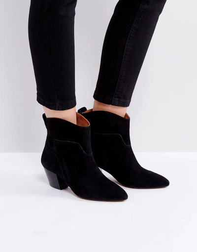 Hudson London London Karyn Black Suede Mid Heeled Ankle Boots - Black