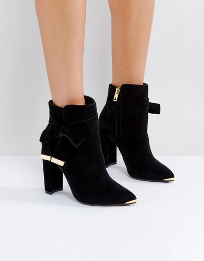 Ted Baker Sailly Tie Up Black Suede Heeled Ankle Boots - Black | ModeSens