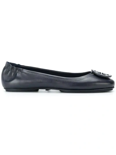 Tory Burch 'minnie' Travel Ballet Flat (women) In Navy Sparkle Suede