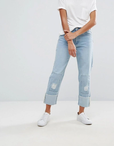 Waven Aki Boyfriend Jeans With Badges And Patches - Blue