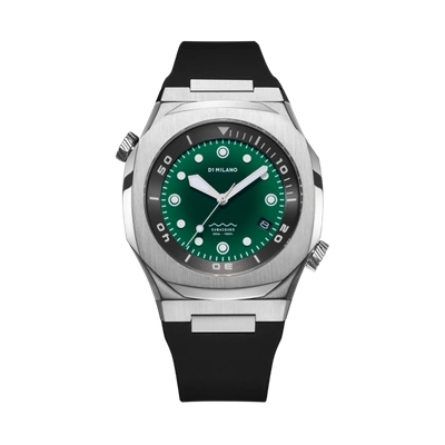 D1 Milano Watch Subacqueo 43.5 Mm In Black/green/silver
