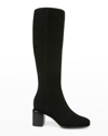 Vince Maggie Suede Riding Boots In Black