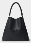 Callista Slim Leather Tote Bag W/ Zip Pouch In Black
