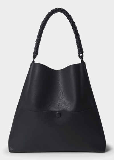 Callista Slim Leather Tote Bag W/ Zip Pouch In Black