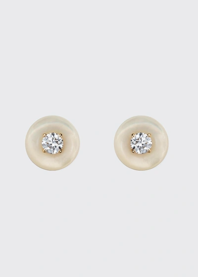 Fernando Jorge Yellow Gold, Diamond And Mother-of-pearl Surround Orbit Large Earrings In Yg