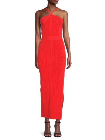 Herve Leger Women's Ribbed Bodycon Maxi Dress In Red