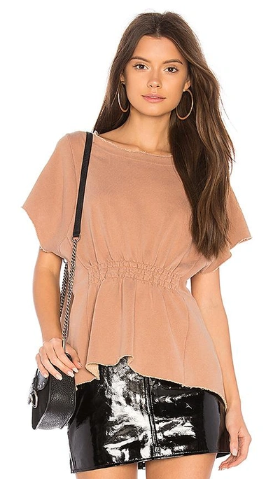 Stateside French Terry Ruched Tee In Tan