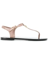 Dolce & Gabbana Patent Thong Sandals With Logo In Pink