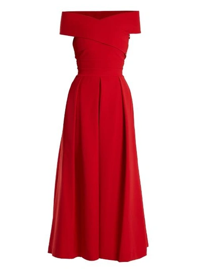 Preen By Thornton Bregazzi Virginia Off-the-shoulder Cady Dress In Red
