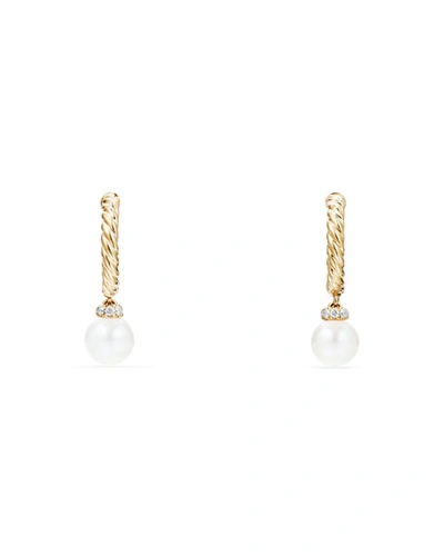 David Yurman 5mm Petite Solari Hoop Earrings With Pearls & Diamonds