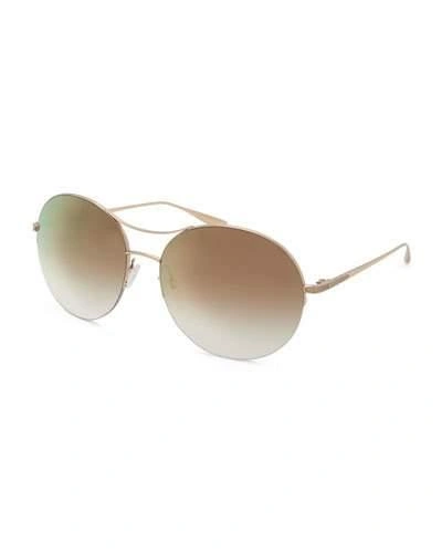 Barton Perreira Mahina Round Mirrored Sunglasses, Gold